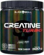 Creatine Turbo – sem sabor - Pote 300g - Black Skull - Suplementação para Treino, Performance, Ganho Muscular, Hipertrofia, Força e Resistência